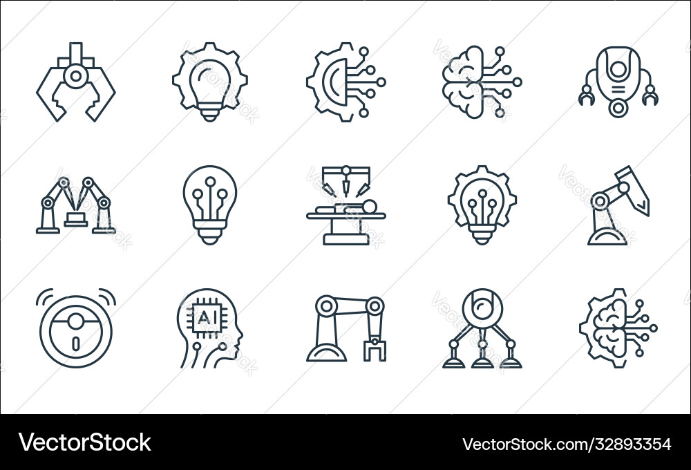 Robotik Linie Icons lineare Set Qualität Robotik Linie Icons lineare Set Qualität vektorbild