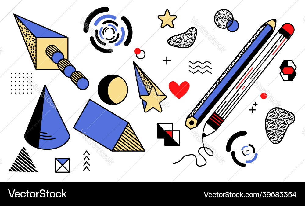 Set of abstract isolated elements geometric shape Set of abstract isolated elements geometric shape vector image