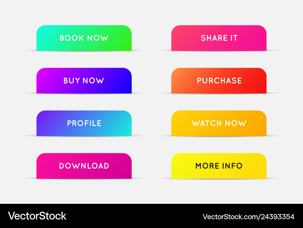 Set of modern gradient app or game buttons trendy Set of modern gradient app or game buttons trendy vector image