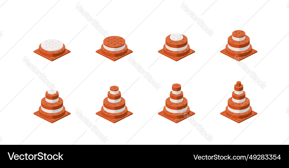Step-by-step assembly of a traffic cone Step-by-step assembly of a traffic cone vector image