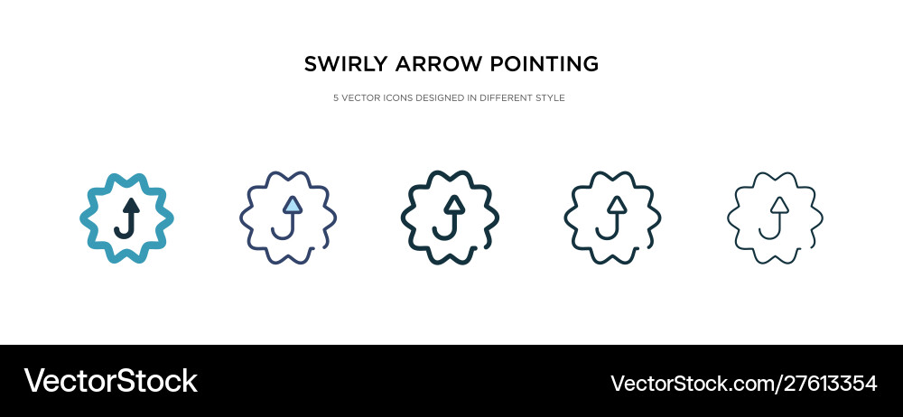 Swirly arrow pointing upwards icon in different vector image