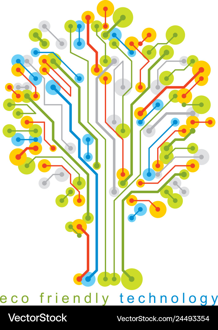 Tree created with wireframe and lines connected Tree created with wireframe and lines connected vector image