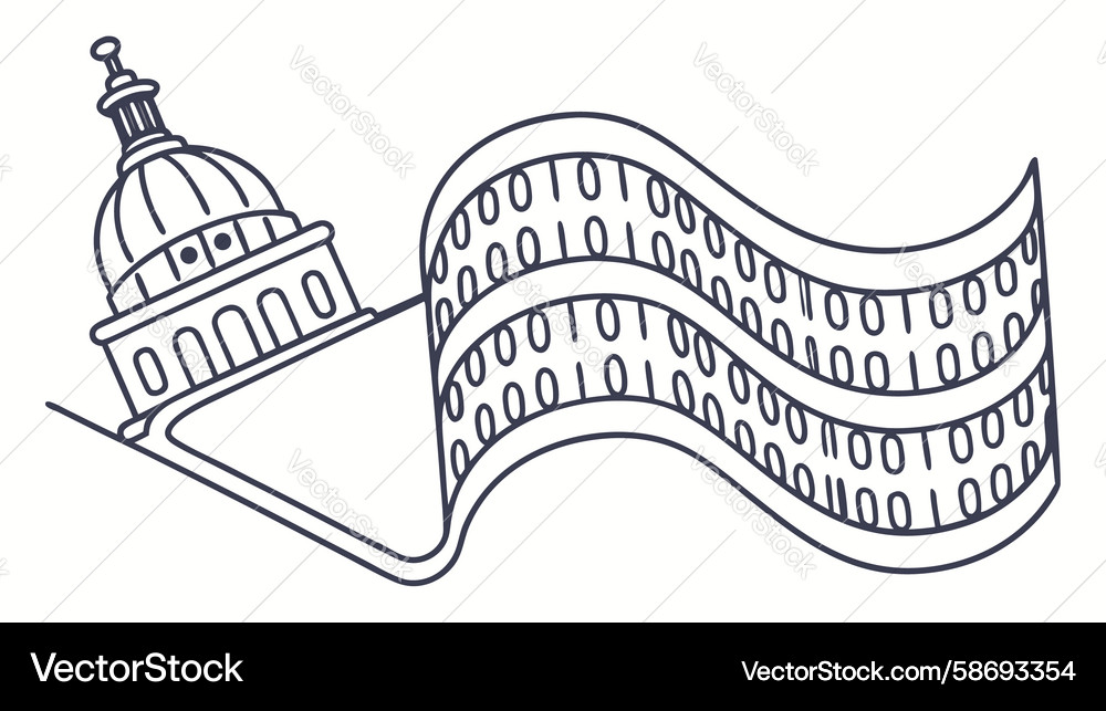 Us capitol building with binary code concept Vector Image
