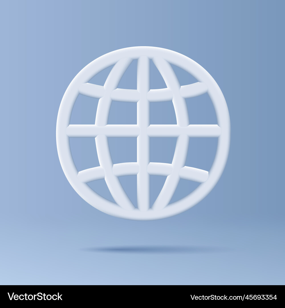 Web network icon 3d volum white linear shape Web network icon 3d volum white linear shape Vector Image