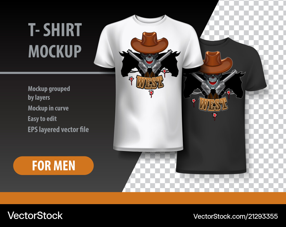 Cowboy Skull T-Shirt Template Vector Image