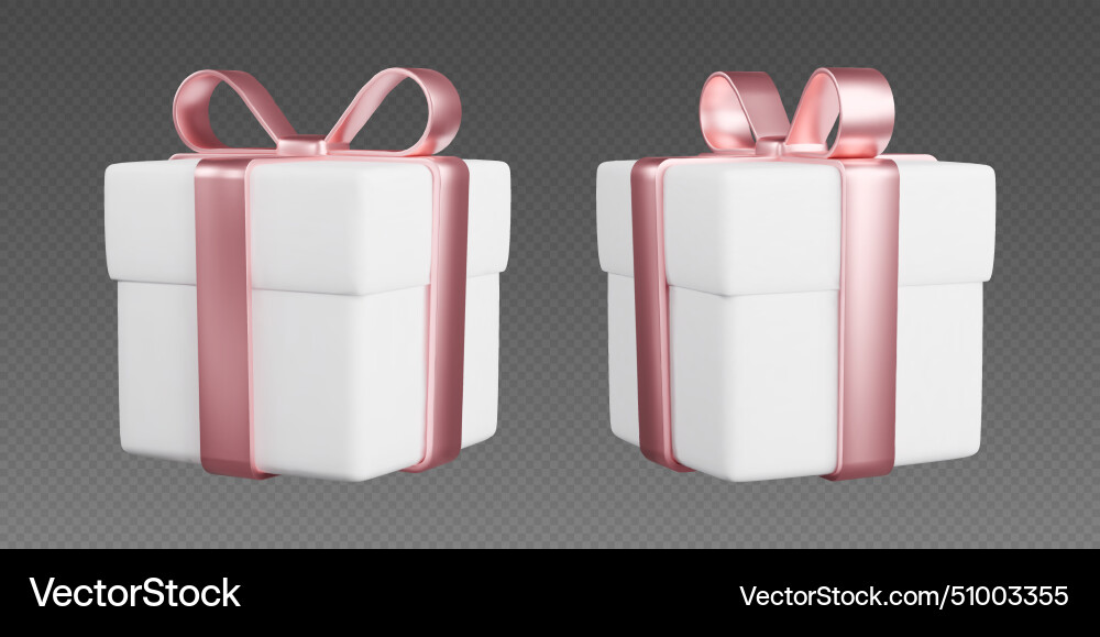 Gift boxes with ribbons realistic 3d white Vector Image