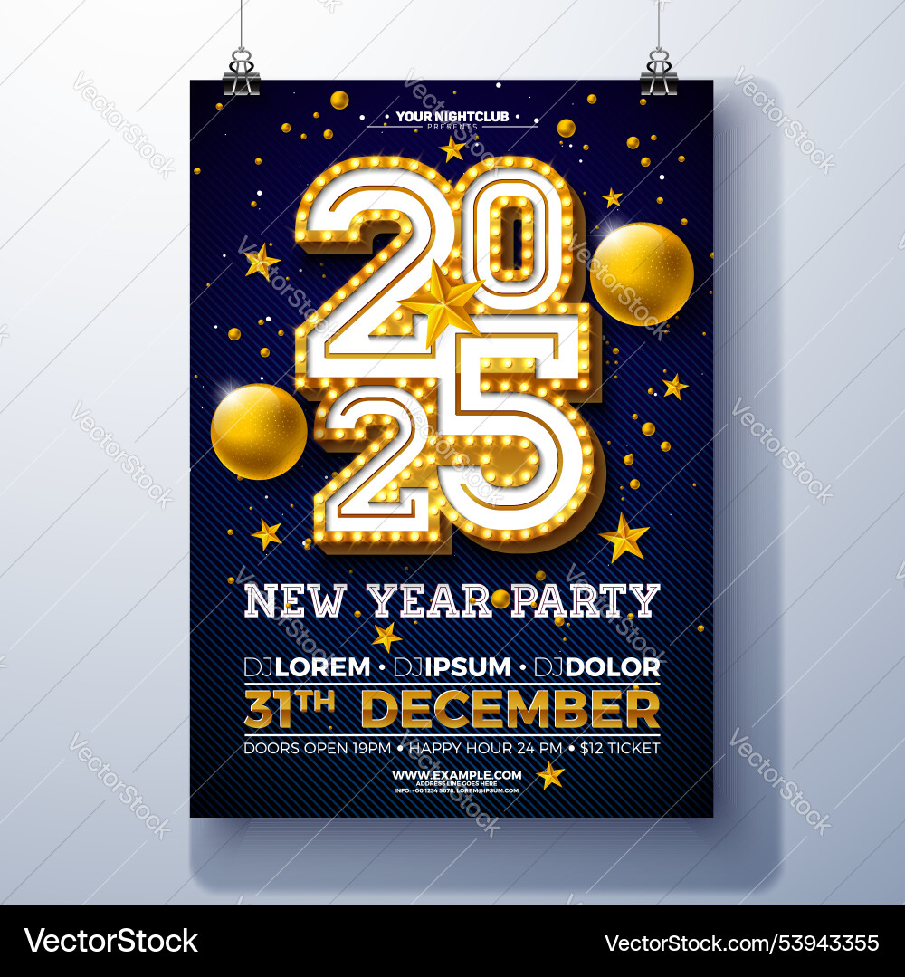 Happy new year 2025 party celebration poster Happy new year 2025 party celebration poster vector image