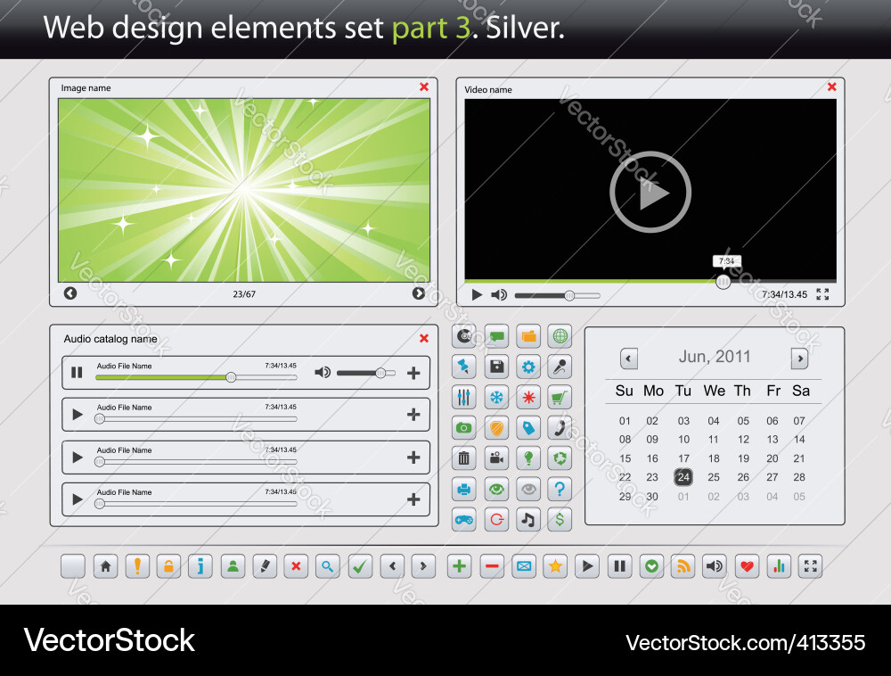 Modern Web UI Elements Set vector image