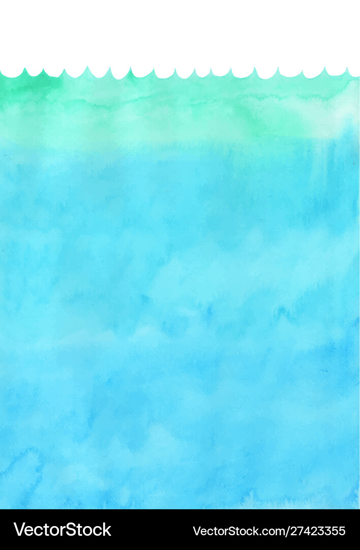 Ocean wave and under sea watercolor Ocean wave and under sea watercolor vector image