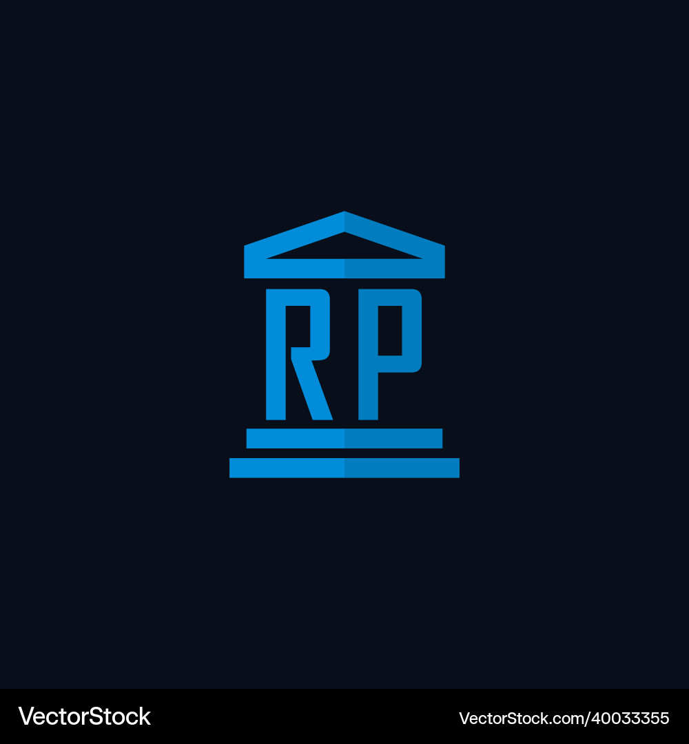 Rp initial logo monogram with simple courthouse Vector Image
