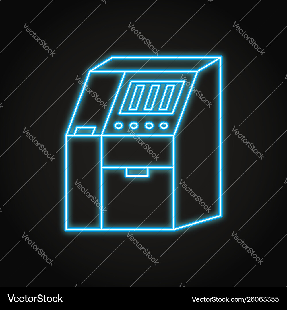 Sequenator machine icon in neon line style Sequenator machine icon in neon line style Vector Image