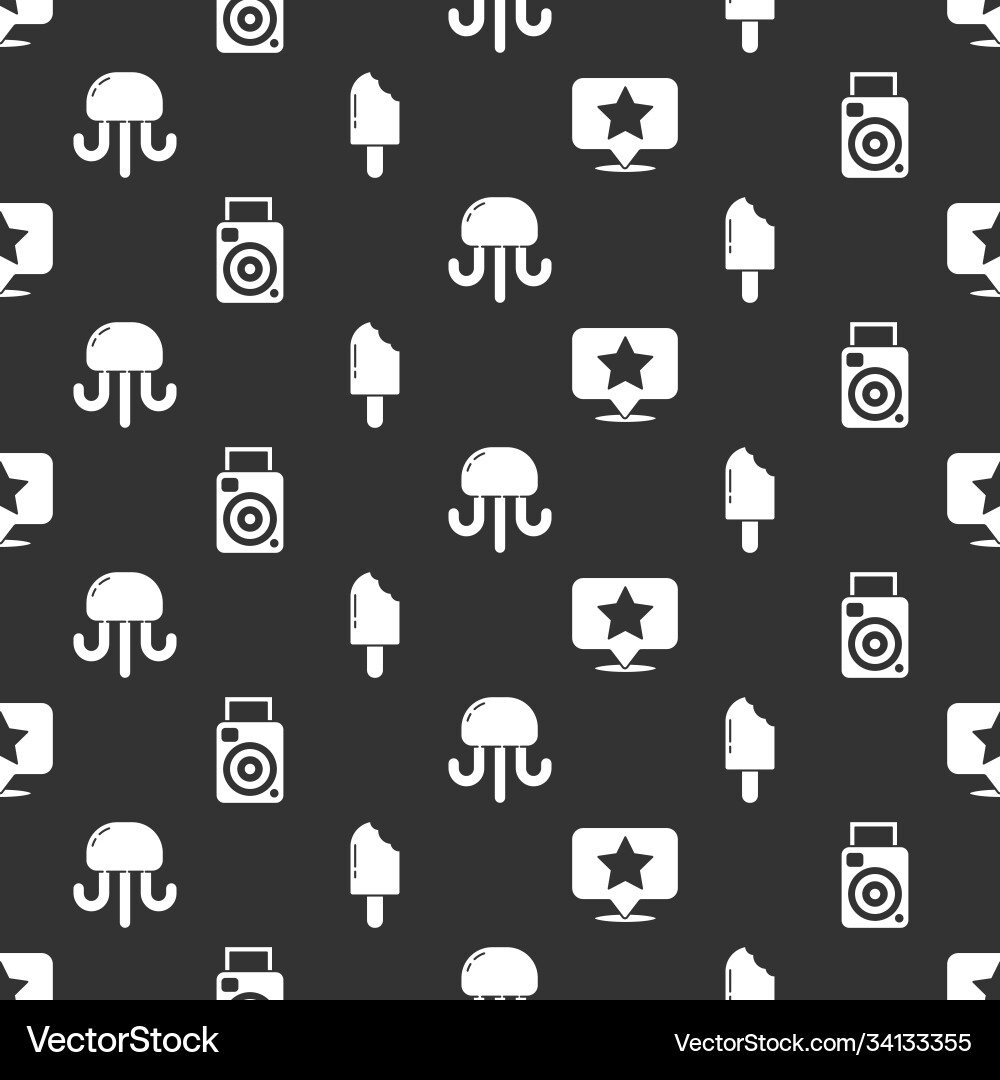 Set map pointer with star photo camera jellyfish Set map pointer with star photo camera jellyfish vector image