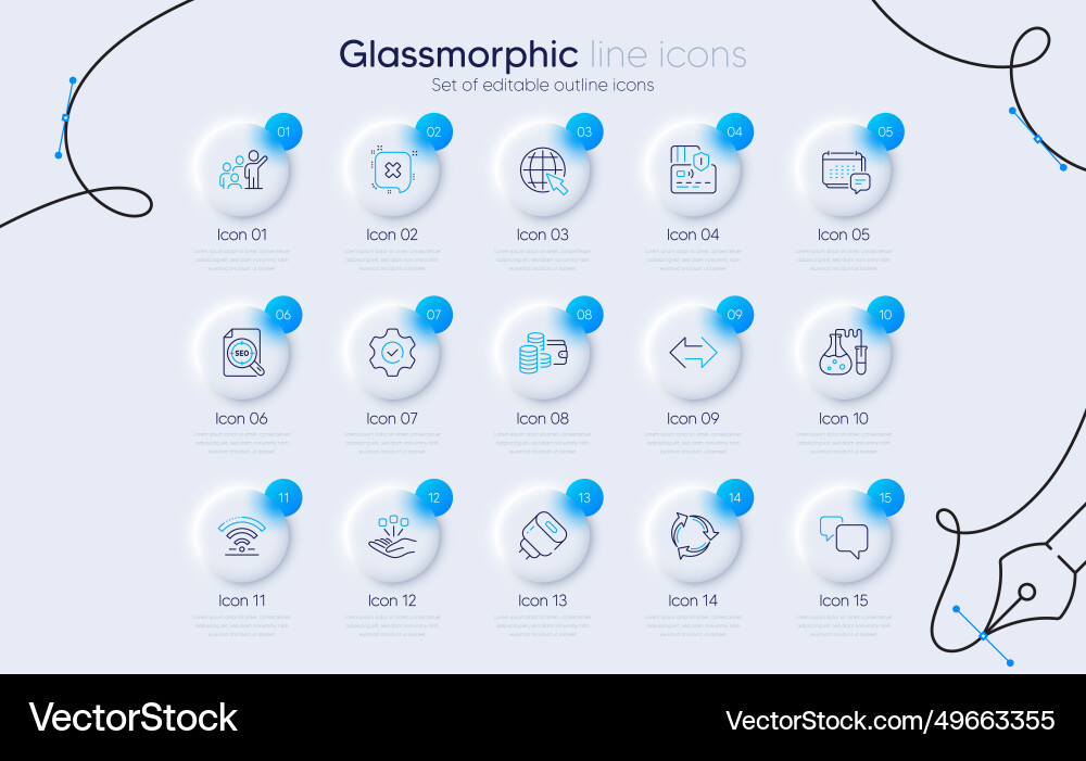 Set of card seo file and execute line icons Set of card seo file and execute line icons vector image