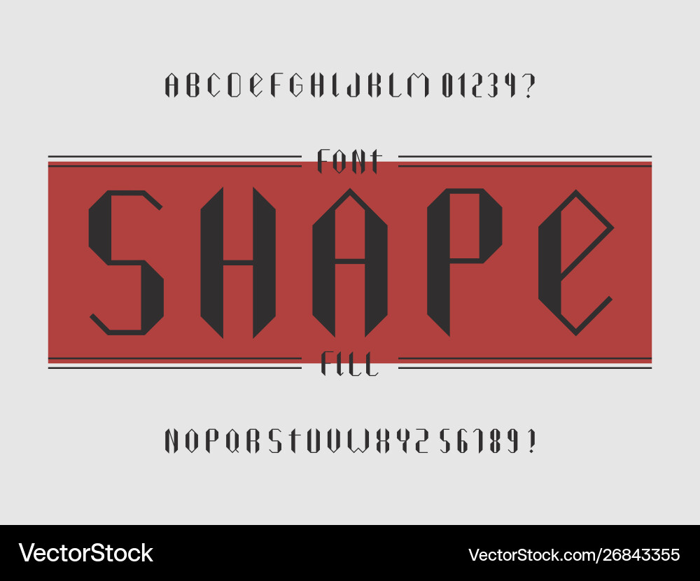 Shape fill font alphabet Royalty Free Vector Image