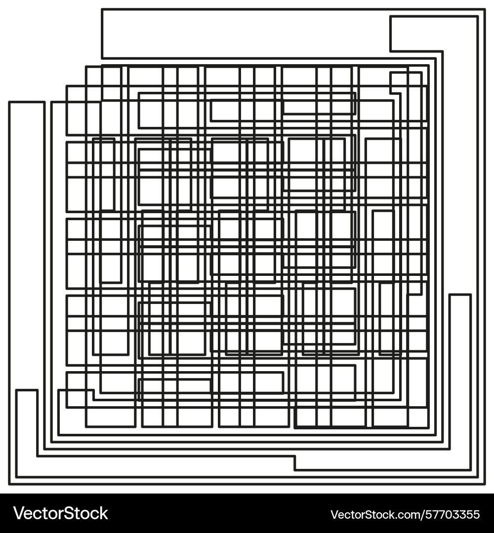 Square labyrinth pattern intersecting line grid Square labyrinth pattern intersecting line grid vector image