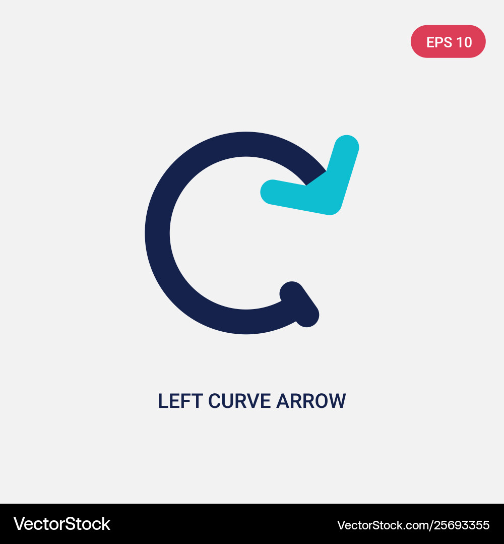 Two color left curve arrow icon from arrows vector image