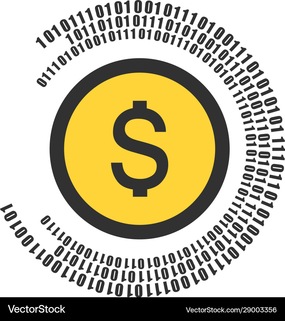 Abstract technology dollar logo with binary code vector image