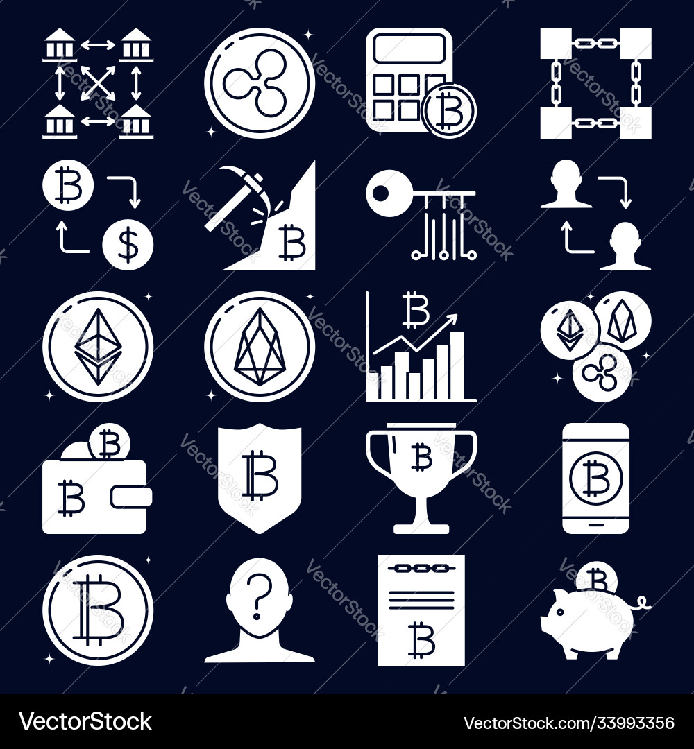 Bitcoin and altcoins icon set in flat style – Royalty-Free Vector |  VectorStock
