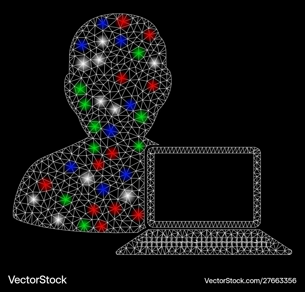 Bright mesh wire frame computer programmer Bright mesh wire frame computer programmer vector image