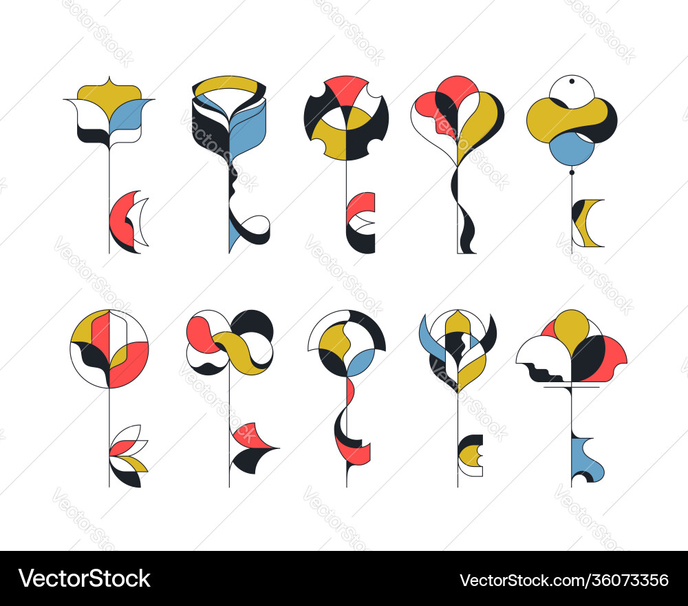 Color modern art key set isolated design element Color modern art key set isolated design element vector image