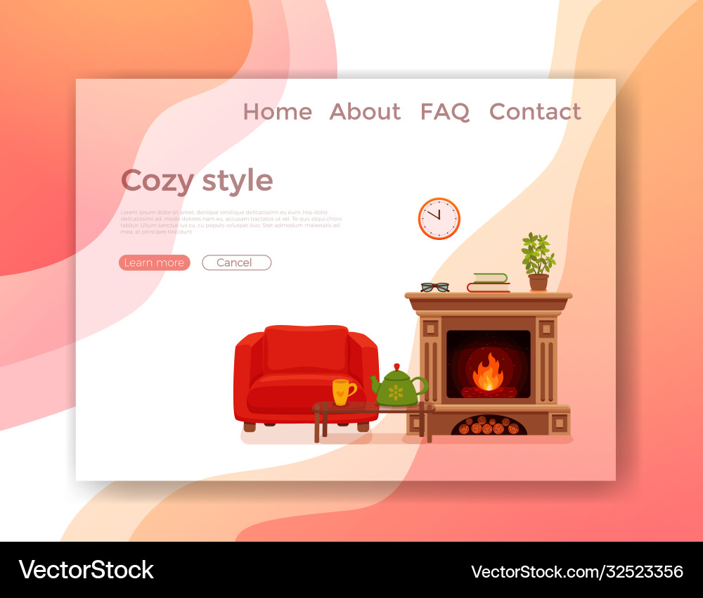 Colorful cozy interior warm bright winter Colorful cozy interior warm bright winter vector image