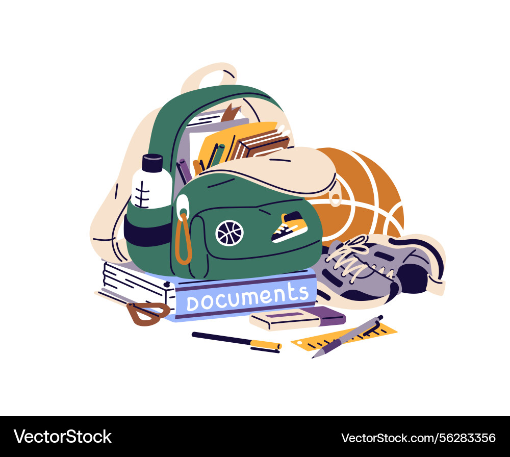 Composition with backpack basketball ball Composition with backpack basketball ball vector image