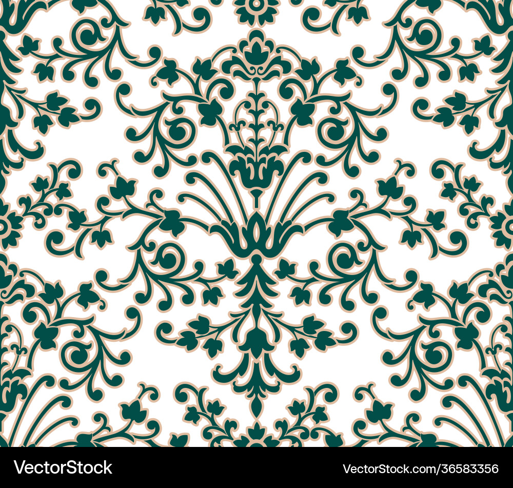 Damask seamless pattern element classical Damask seamless pattern element classical vector image