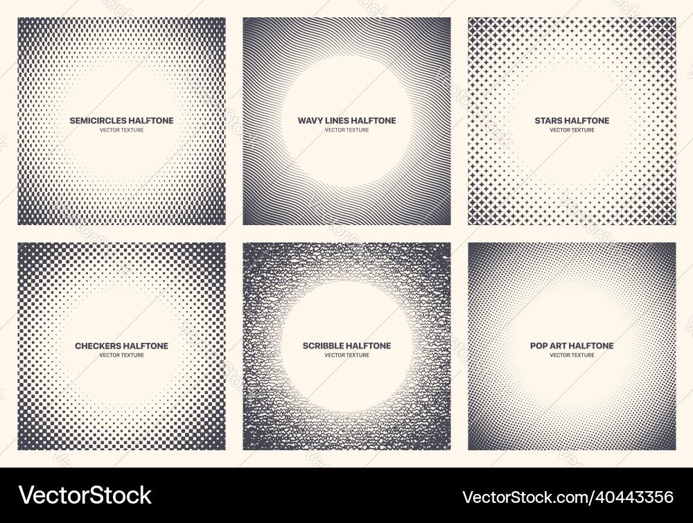 Different variations modern halftone pattern Different variations modern halftone pattern vector image