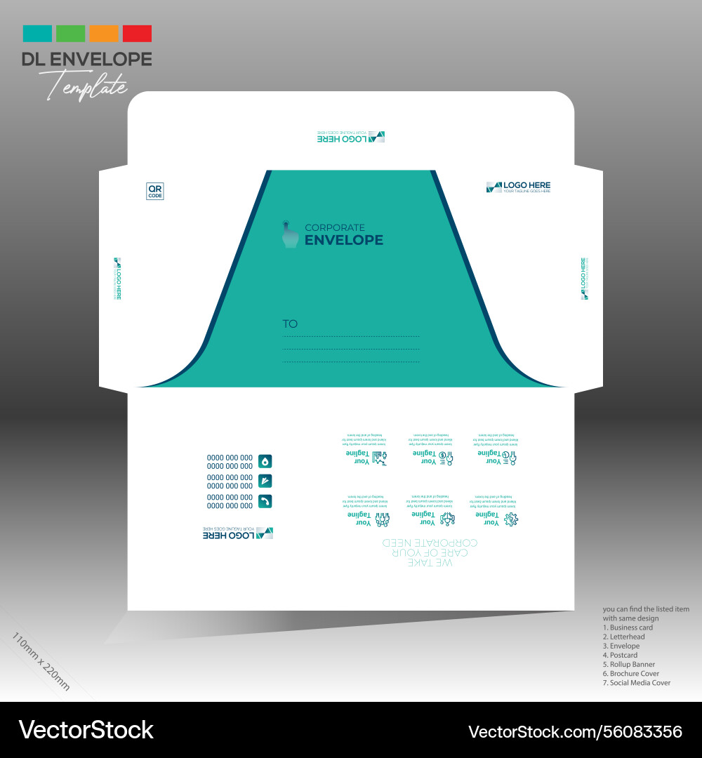 Envelope layout design for any use Vector Image