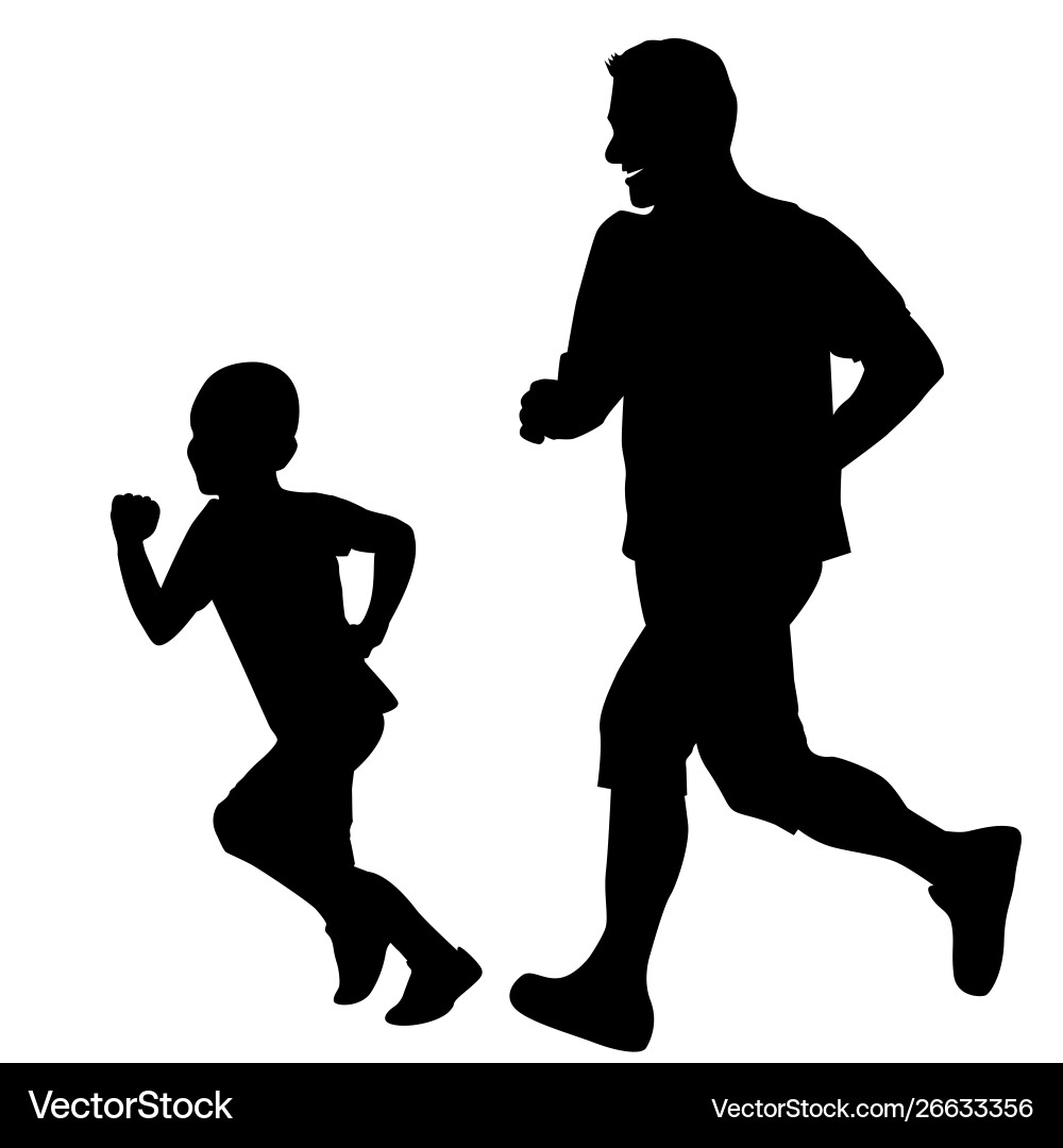 Father and Son Running Vector Image