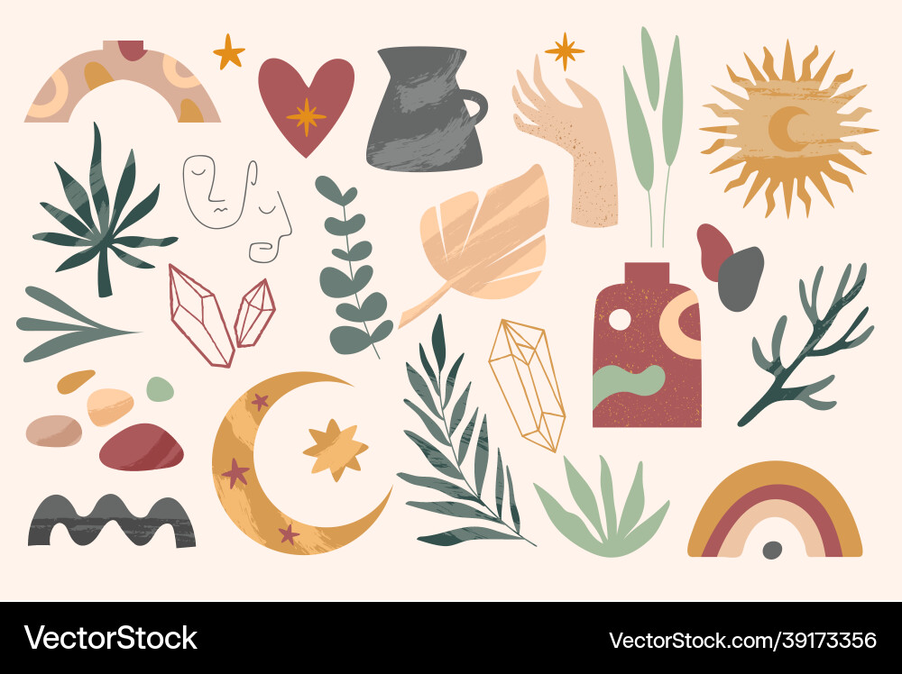 Flat design boho element set Flat design boho element set Vector Image