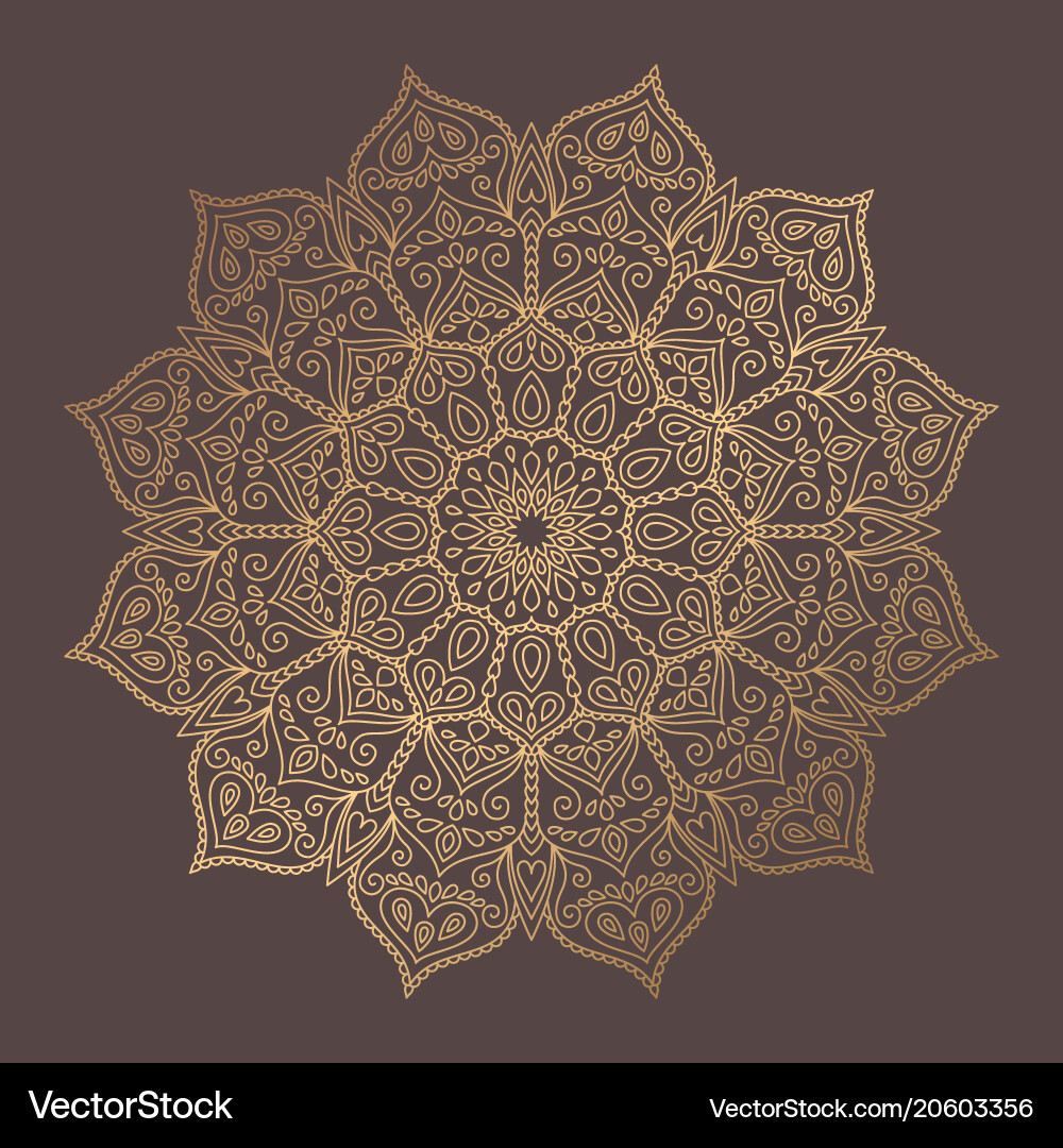 Golden Mandala Ornament Vector Image