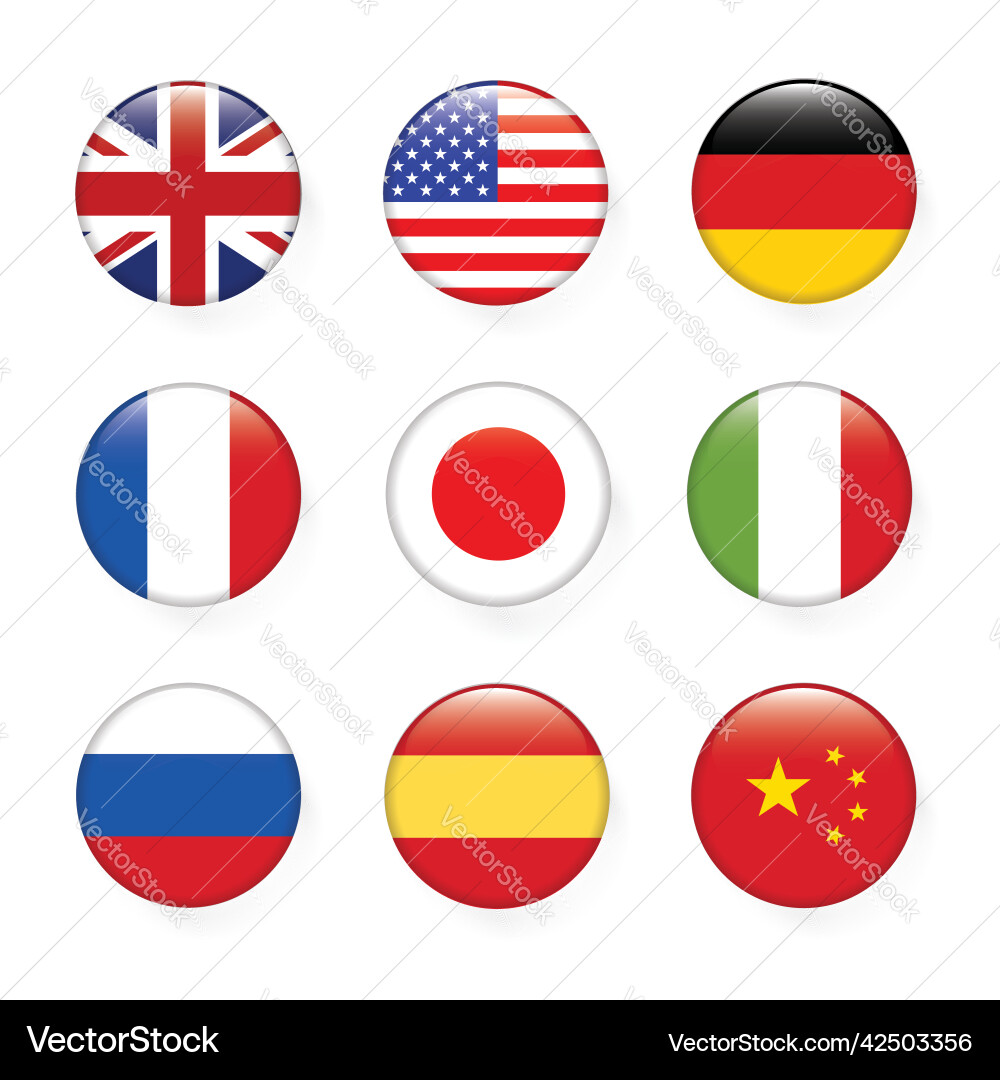 International flag set in circle design element International flag set in circle design element vector image
