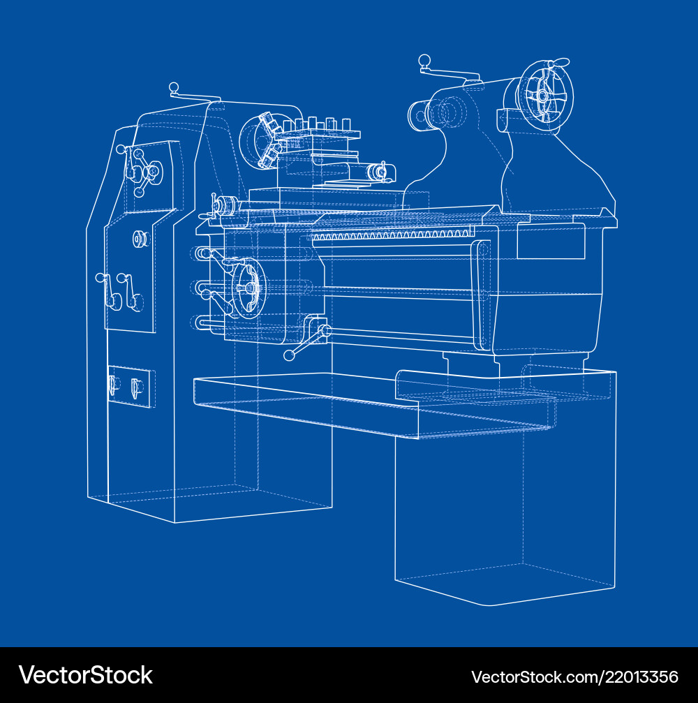 Lathe concept rendering of 3d Lathe concept rendering of 3d Vector Image
