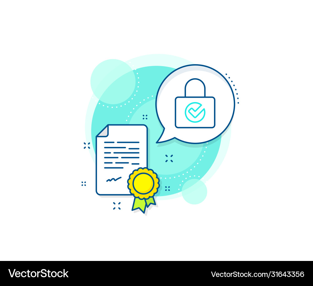 Lock with check line icon private locker sign Lock with check line icon private locker sign vector image