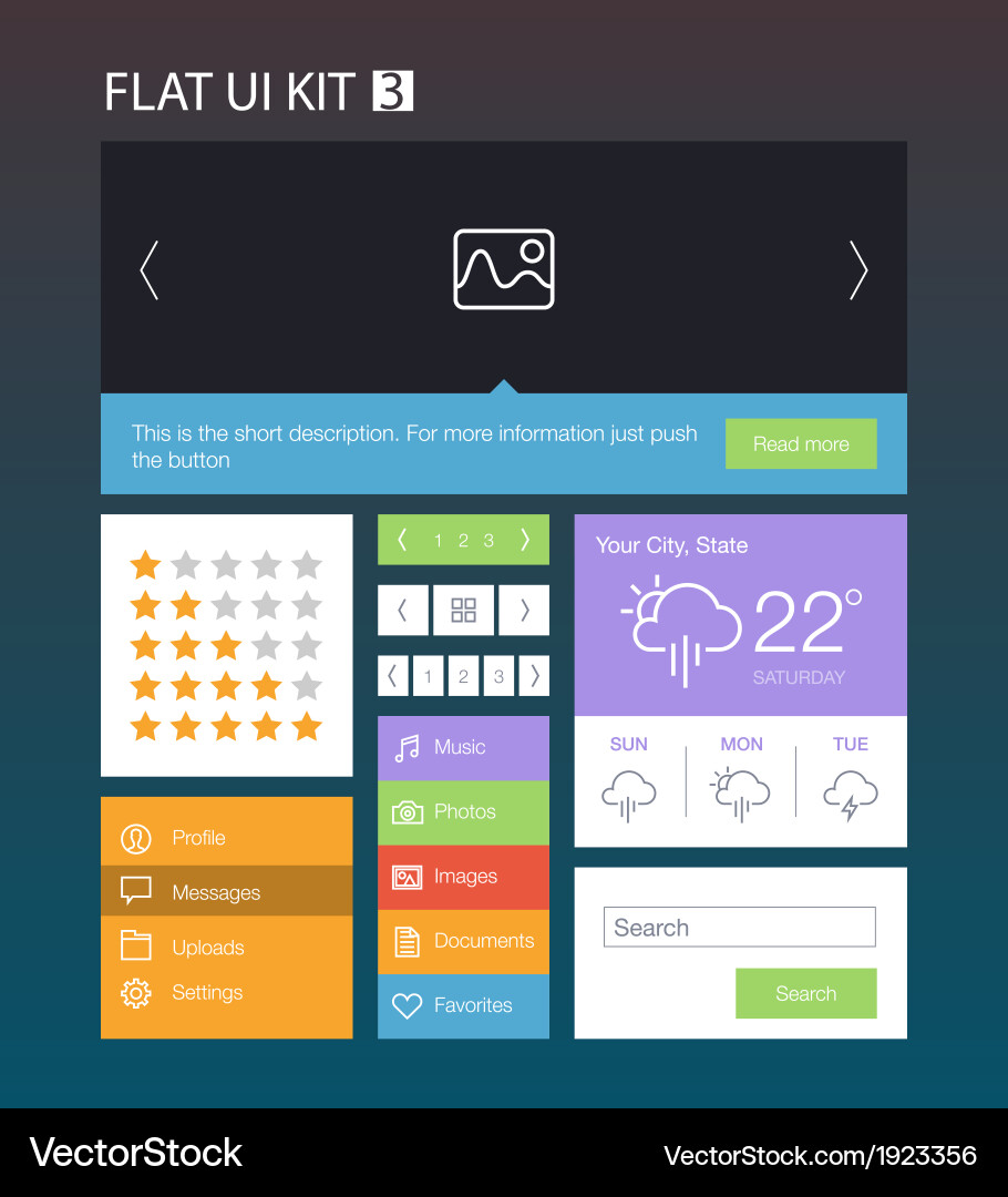 Modern Flat UI Kit - Mobile & Web vector image
