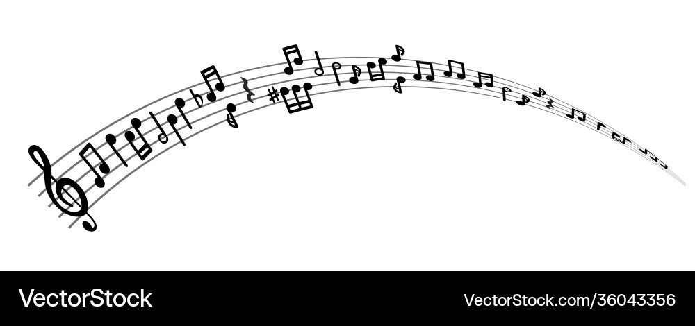 Musical notes on a line with treble clef Vector Image