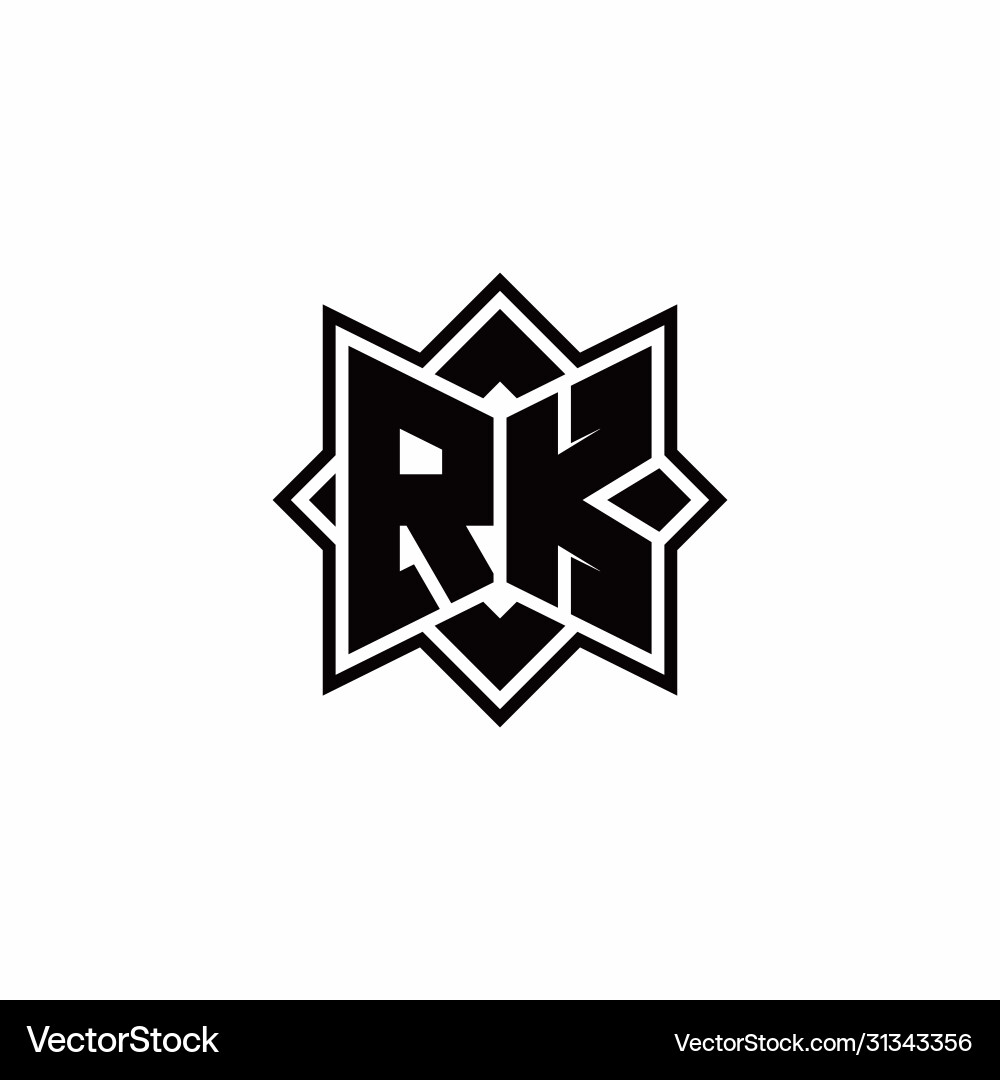 Rk monogram logo with square rotate style outline vector image