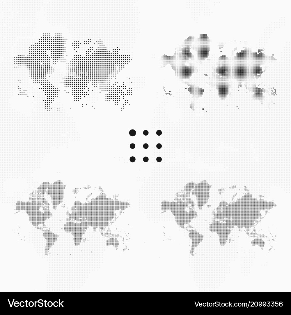 Set of dotted world maps in different resolution Set of dotted world maps in different resolution vector image