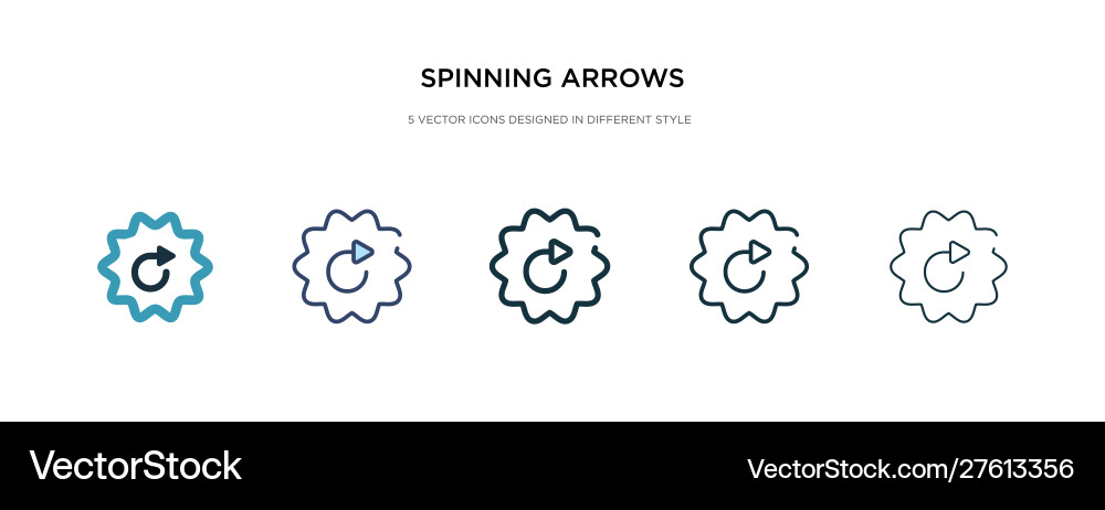 Spinning arrows icon in different style two vector image
