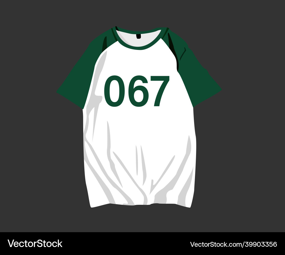 Squid game shirt number 067 kang sae-byeok clothes Squid game shirt number 067 kang sae-byeok clothes vector image