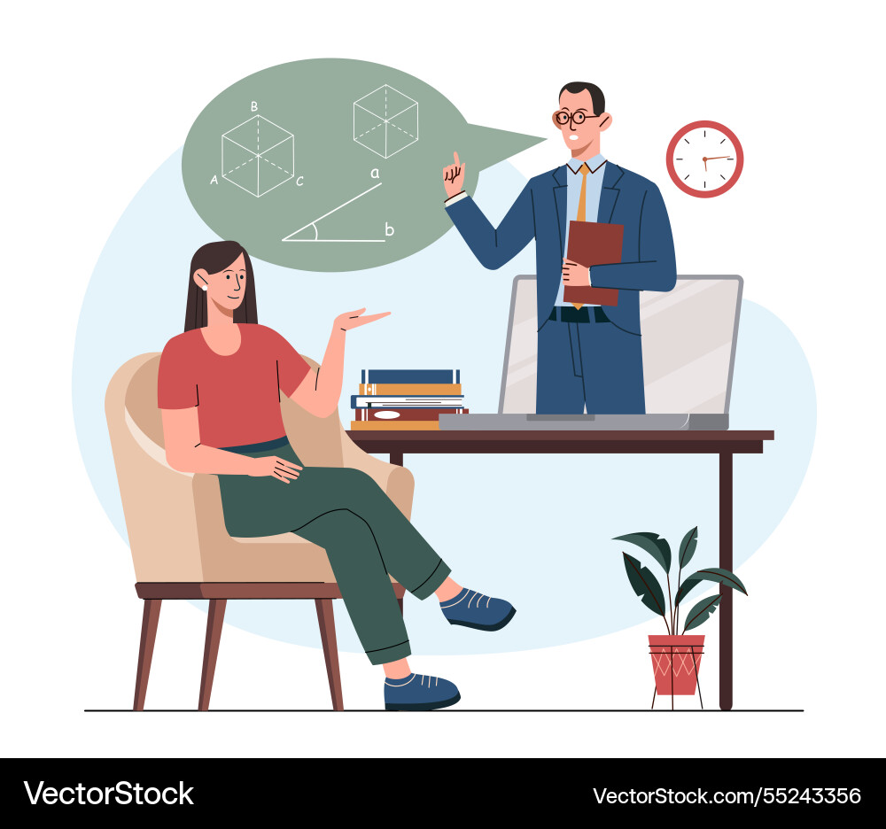Teacher and student discussing geometry Teacher and student discussing geometry vector image