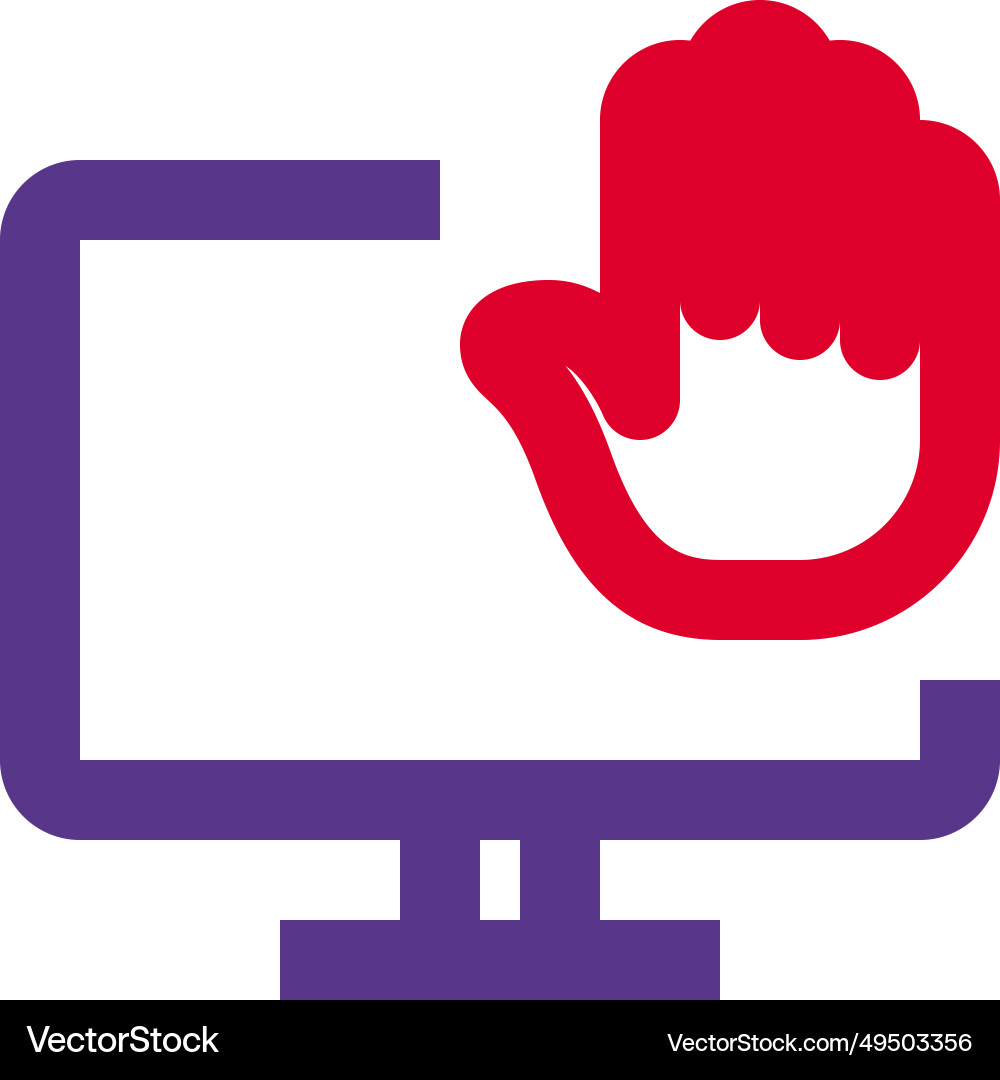Using hand to stop desktop operations vector image