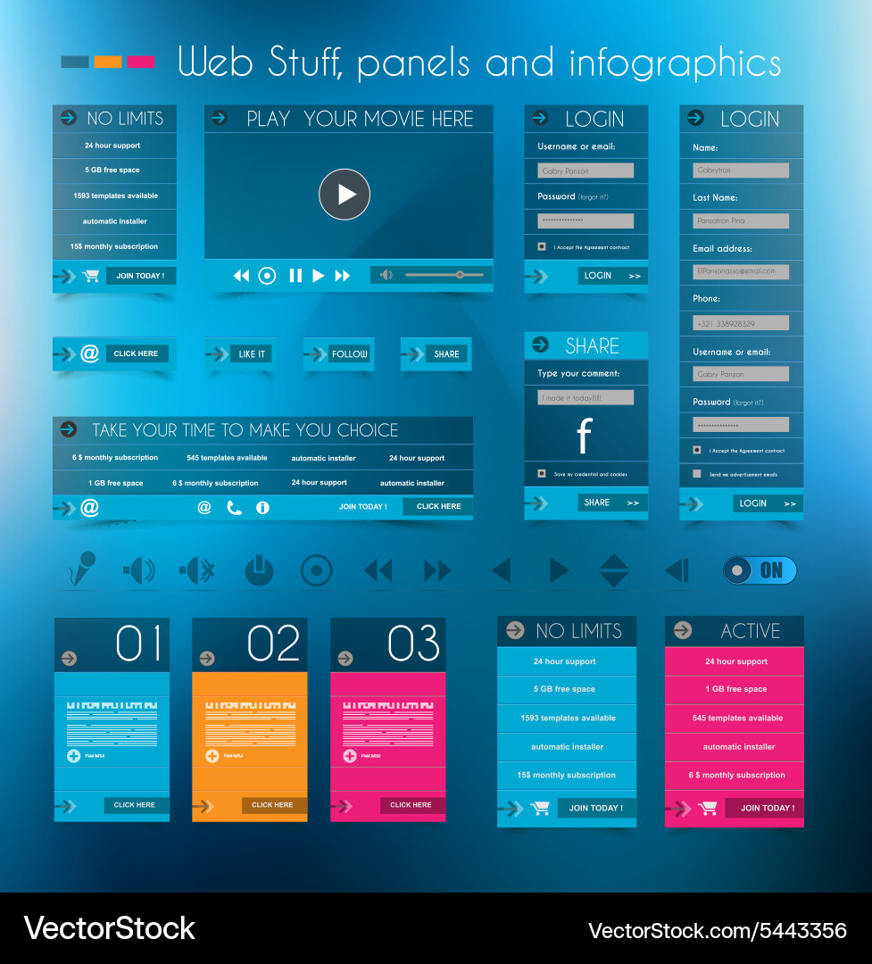 Web Panels & Login Forms vector image