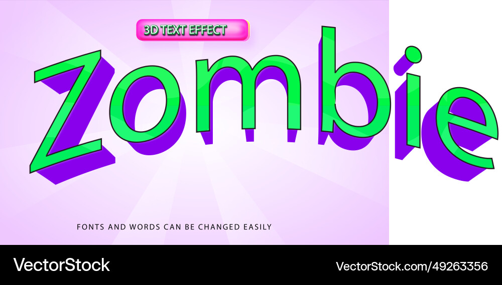 Zombie retro style 3d editable text effect vector image