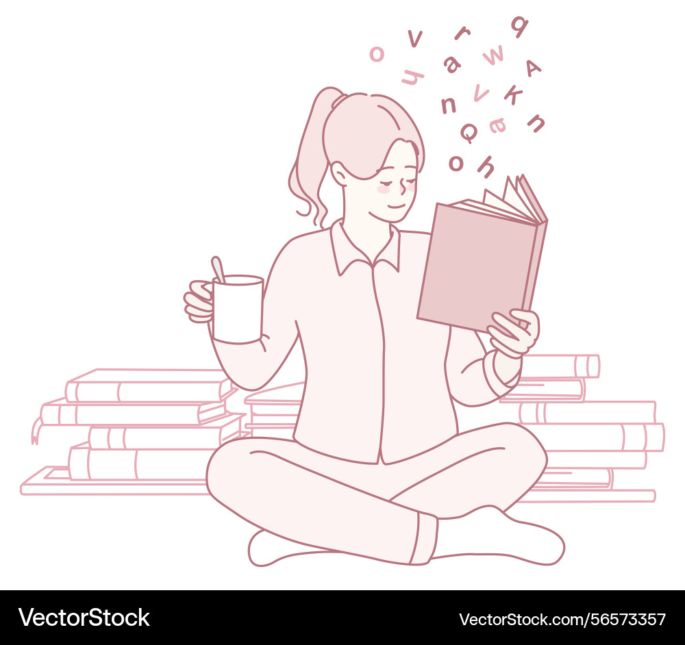 A cozy reading scene featuring an array of books A cozy reading scene featuring an array of books Vector Image