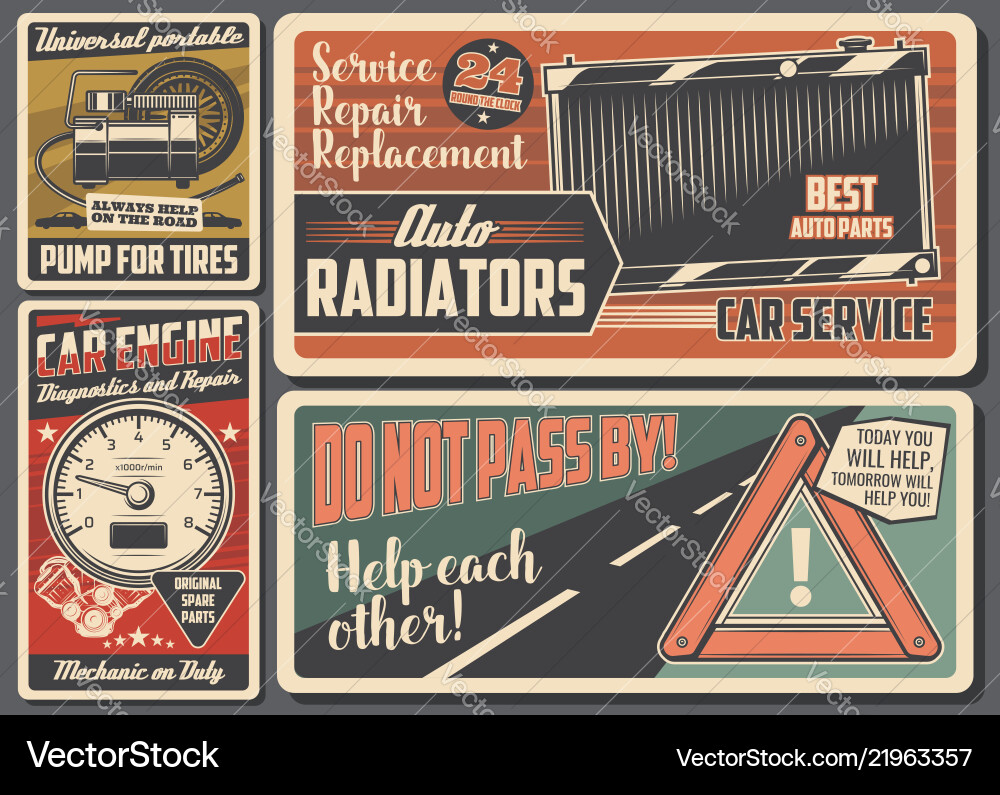 Car service and auto repair retro signboard Car service and auto repair retro signboard vector image