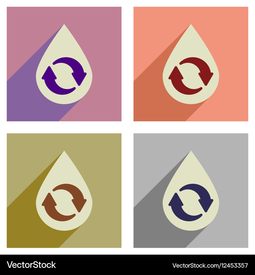 Concept of flat icons with long shadow drop vector image