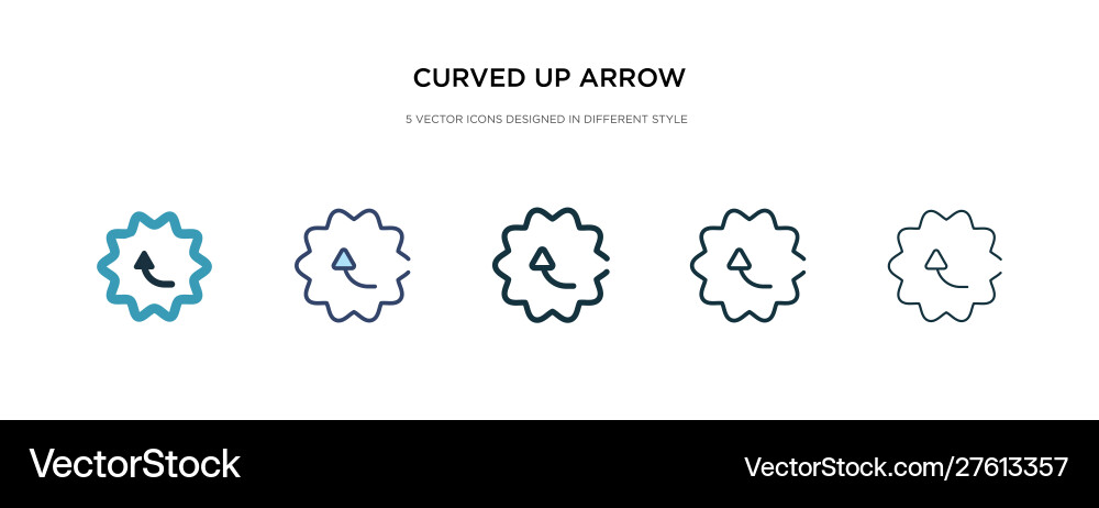 Curved up arrow icon in different style two vector image