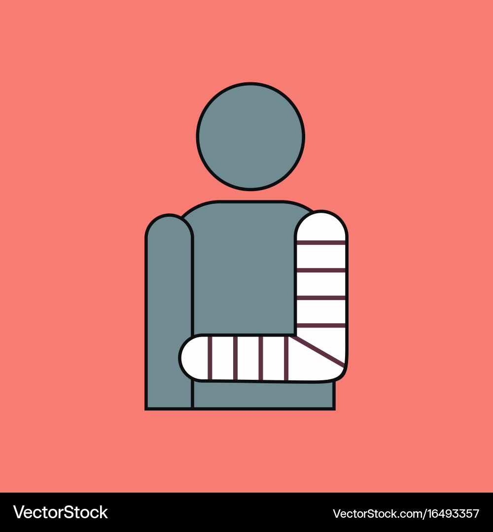 Flat icon design collection man with broken arm Vector Image